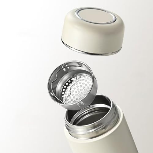 Compact Mini Water Bottle - 12 Oz Vacuum Insulated Flask for Hot and Cold Beverages - Travel Coffee Mug (White) - Image 4