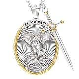 Peosaard Collar para Hombre, Collar de San Miguel San Cristóbal para Hombre Arcángel Espada Señor Oración Joyería Estilo 1, Colgantes para