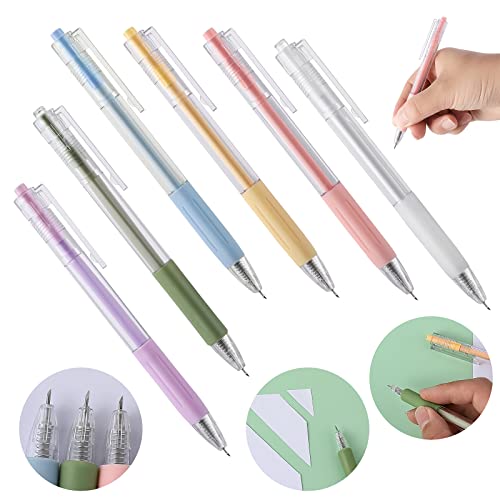 Yolev 6Pcs Cartoon Pattern Student Utility Knife Pen, Retractable Precision Diy Carving Pen Knife Craft Cutter, Paper Cutting Carving Tools With Pocket Clip For Diy Drawing Scrapbooking, 6 Colors #TOP3