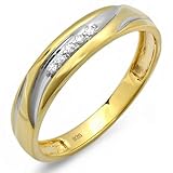 Edelstein: Diamant dazzlingrock 18 K vergoldet Sterling Silber Zwei Ton weiß rund echten Diamant Herren Hochzeit Jahrestag Band 1/10 ct 0,10 cttw, G-H Farbe, I1-I2 Reinheit)