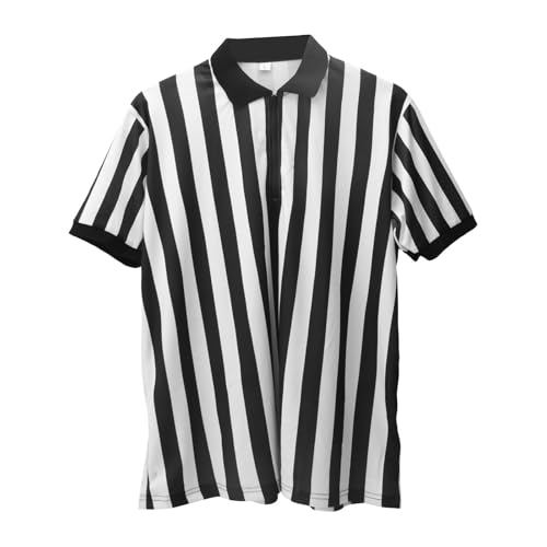 DaMohony Camiseta oficial de árbitro para hombre, a rayas, cuello vuelto, uniforme de árbitro, para baloncesto, fútbol, fútbol, Rayas., M