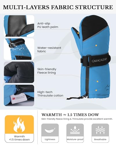 Toddler Kids Snow Mittens Waterproof Ages 2-7, Thinsulate Warm Boys Girls Winter Ski Mittens for Kids2
