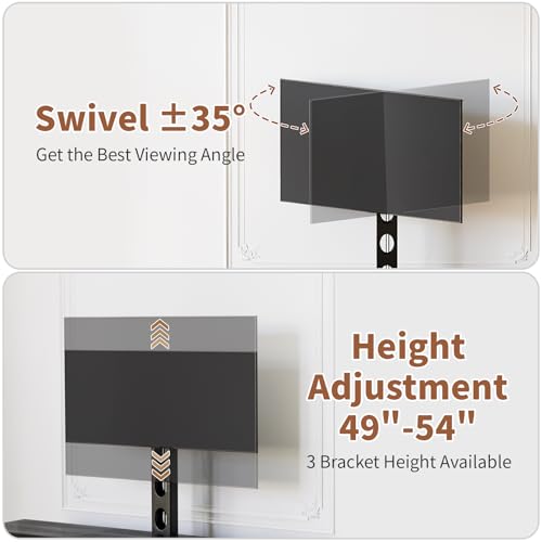 Image of JUSTOGO TV Stand with Mount, Entertainment Center for 55 60 65 inch, Black | TV Console with Drawers & Led Lights, AC Outlets & USB Ports, For Living Room, Bedroom, Height Adjustable, Swivel TV Cabinet