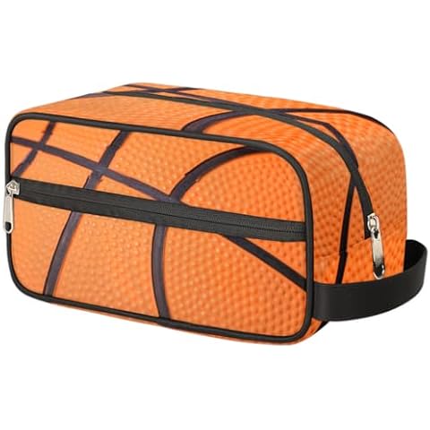 TropicalLife Basketball Texture Portable Travel Toiletry Bag For Men Women, Sport Ball Dopp Kit Cosmetic Organizer Makeup Bag Shower Shaving Bag Cover