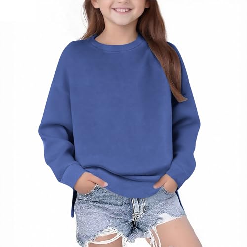Girls Boys Fleece Sweatshirt Crewneck Long Sleeve Cotton Pullover Kids Solid Casual Sweatshirts Sweater 6M - 14Y2