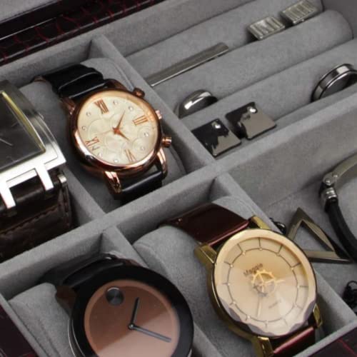 Decorebay Executive Pu Crocodile Leather Watch Box, Cufflink, Ring Storage Jewelry Box Organizer For Men (Seal Brown) #TOP7