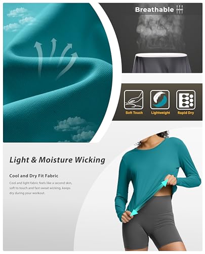 Image of Soothfeel Lightweight Long Sleeve Workout Tops for Women Gym Running Shirts | Quick Dry, Breathable, Moisture Wicking, UPF 50+ Sun Protection, Athletic Shirts for Running, Gym, Exercise, Yoga, Hiking