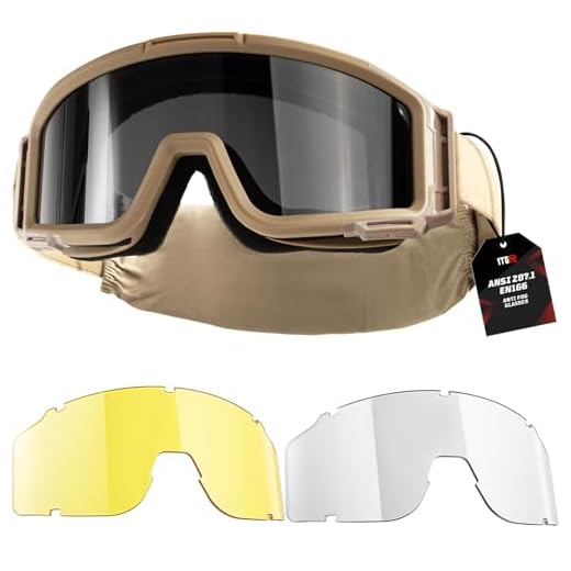 1TG Tactical Airsoft Goggles Anti Fog - Tactical Safety Glasses with 3 Impact-Resistant Lenses for Shooting, Skiing & Riding