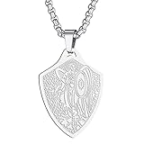 Collar de San Cristóbal con colgante de San Miguel Jorge Bárbara para mujeres y hombres, el sello de los siete arcángeles, medallón de disco de joyería cristiana, Acero inoxidable