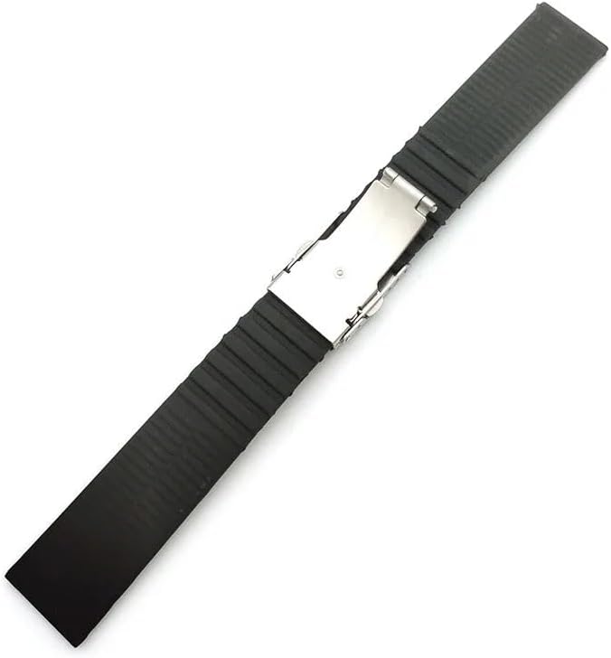 20mm 22mm 24mm Silicone Watch Strap Soft Rubber Watch Band Waterproof Sport Diving Bracelet Women Men Wristband Universal Strap(Black-Silver Buckle,22mm)