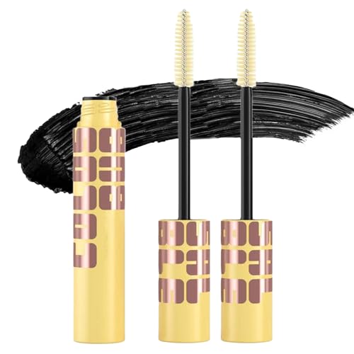 Máscara de pestañas resistente al agua de larga duración, maquillaje resistente a las manchas y a la intemperie, fórmula que alarga y duplica las pestañas. (2PCS)