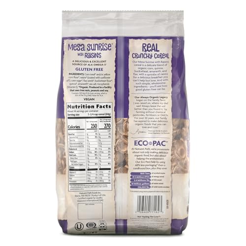 Nature'S Path PP-GRCE17539 Organic Gluten Free Mesa Sunrise With Raisins Cereal, 1.81 Lbs. Earth Friendly Package (Pack Of 6), Non-Gmo, Heart Healthy, High Fiber, 3G Plant Based Protein thumb #5