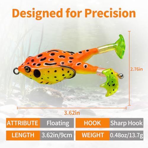 5 PCS Soft Frog Swimbait Lures for Bass and Trout, Topwater Floating Weedless Fishing Bait with Rotating Legs