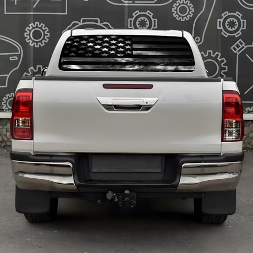 Image of Back Window Decals for Trucks - 65x17.3 in American Flag Window Decal Rear Window Decals for Truck Decor, Creative Truck Rear Window Decal for Personalized Decoration - AFD-12-S