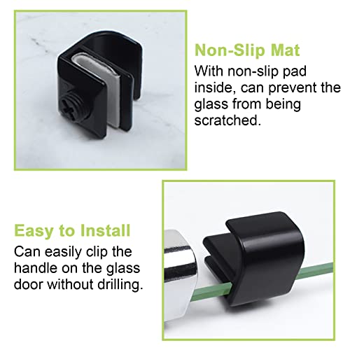 UFURMATE Glass Cabinet Door Knob, 4Pcs Black Zinc Alloy, Fit for 3-5mm Glass (Square), 25*23.8*19.5mm - Image 4