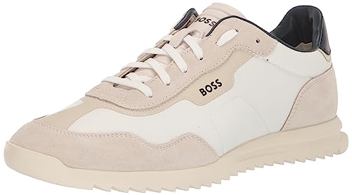 Image of BOSS Men's Zayn Low Profile Suede Leather Two Tone Sneaker
