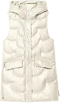RUIRUILICO Womens donsjas gilet jas lange capuchon gewatteerde rits up