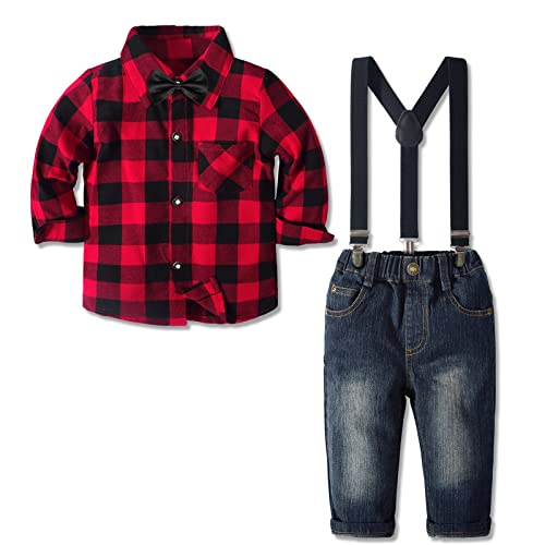 Image of Yilaku Baby Boy Clothes Toddler Dress Outfits Cotton Shirt + Jean Pants 2 Piece Boy Suit sets 1-7 Years