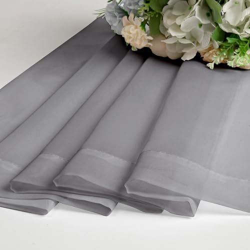 Image of Chyhomenyc Sheer Window Curtains 72 inch Length 2 PCS- Rod Pocket Living Room Curtain Panels Voile Textured Soft and Lightweight Window Treatments for Bedroom Decor, 42W x 72L Inches, Charcoal Grey