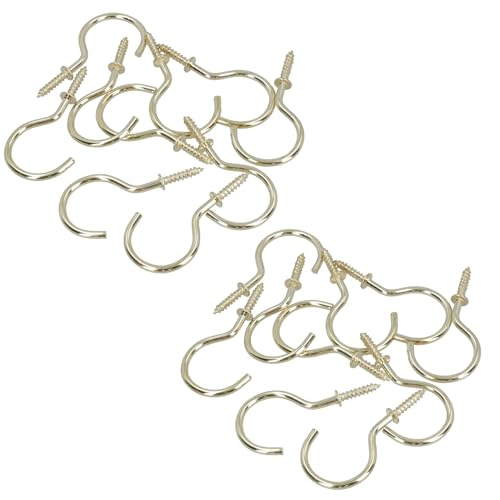 AB Tools 50mm Cup Hook Screws Picture Curtain Hangers Fasteners Brass Coated 20pc