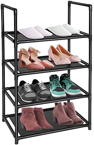 sunvito shoe rack, 4 tier shoe rack for closet, Small shoe rack for kids, Narrow shoe rack organizer storage 6-8 Pairs space saving shoes rack organizer entryway,cabinet, bedroom,door,corner,outdoor
