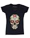 Sugar Skull Roses Women V-Neck Day of Dead Shirts #16553 X-Large Black