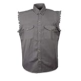 Milwaukee Leather DM4004 Men's Gray Lightweight Sleeveless Denim Shirt - Large
