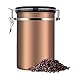 eecoo Barattolo caffè Barattolo Ermetico Coffee Vault Contenitore in Acciaio Inox, Valvola Unidirezionale Contenitore Sottovuoto, Contenitore per Conservare Il caffè e i Suoi Sapori Cobre
