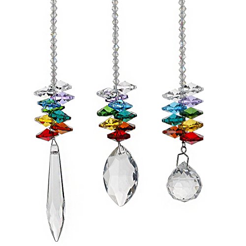 H&D Lot de 3 attrape-soleil décoratifs à suspendre Pendentif de fenêtre en verre arc-en-ciel