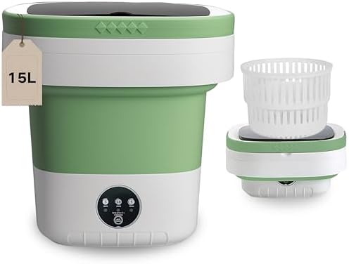 Portable Washing Machine, 15L Mini Collapsible Washer with 3 Clea...