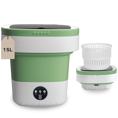 Portable Washing Machine, 15L Mini Collapsible Washer with 3 Clea...