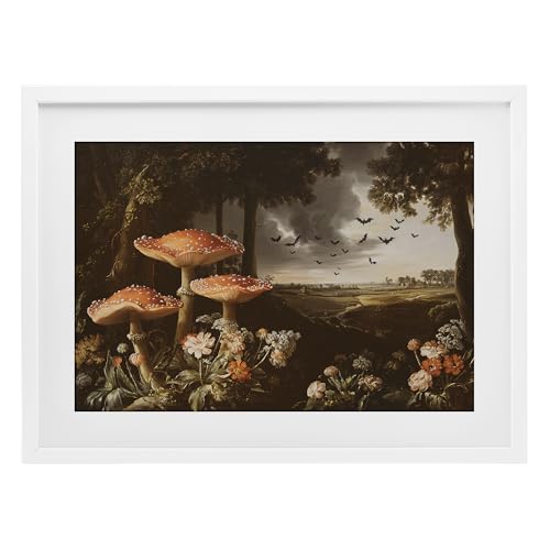 Chauve-souris décoration murale automne cadre blanc 58 cm