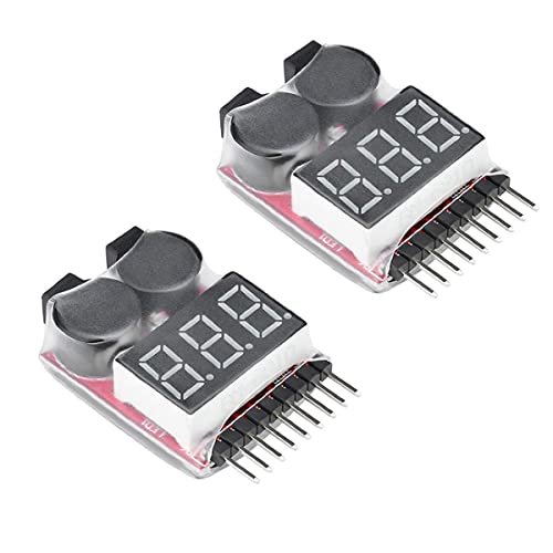 ARCELI RC 1-8s Lipo Testeur de Batterie Moniteur Sonnerie Basse Tension Alarme Vérificateur de Tension avec Indicateur LED pour Lipo Life LiMn Batterie Li-ION (2PCS)
