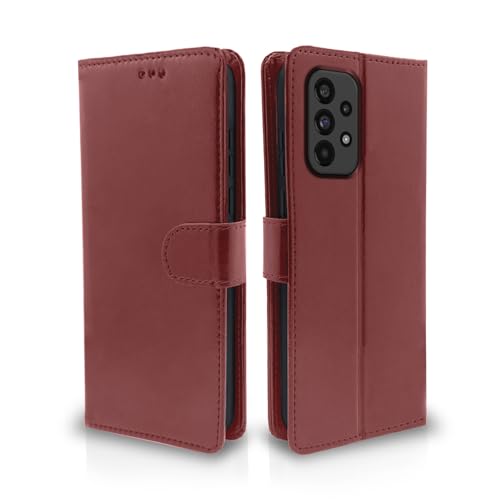 Image of Pikkme Samsung Galaxy A33 5G Flip Cover | PU Leather Finish | 360 Protection | Wallet & Stand | Strong Magnetic Flip Case for Samsung Galaxy A33 5G (Brown)