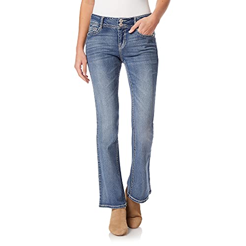 Image of WallFlower Bling Back Pocket Bootcut Jeans for Women, Luscious Curvy Fit, Embellished Mid-Rise Insta Stretch Denim