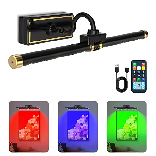 Laliled Kabellose Bilderleuchte mit Fernbedienung,LED Bilderlampe Bildbeleuchtung Wiederaufladbare Dart Beleuchtung Dimmbare Wandleuchte RGB Magnetisch Dart Lampe für Malen Foto Portrait