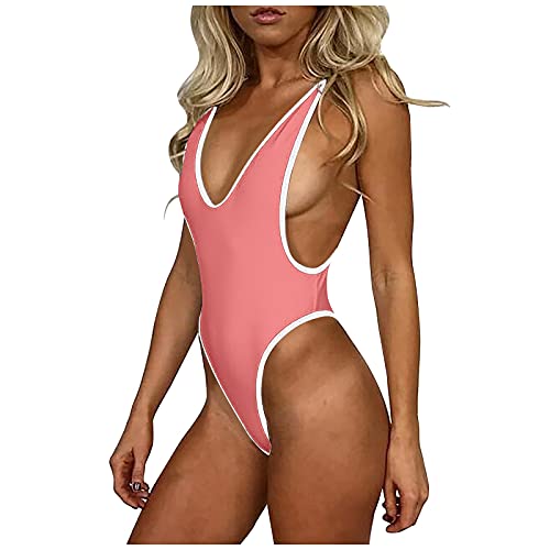 SUNyongsh Women Tankini Sets Tummy Control Swimwear One Piece Swimsuit Backless Bandeau Bikini Set Deep V-Neck Beachwear