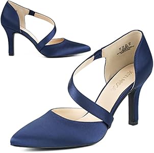 JENN ARDOR Women's Closed Toe Heels for Women 3 inch Stilettos Professional  D'Orsay Pumps Sexy Ankle Strap Pointed Wedding Bride Evening Party Office  Ladies Dress Shoes High Heels, Navy, 6 US :