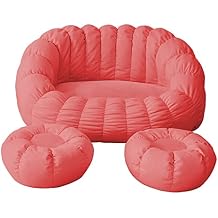 Pumpkin-Shaped Double Bean Bag Chair CoverCover only, No Filler Soft Washable Lazy Sofa Bean Bag Cover, Seat Bean Bag Couch red