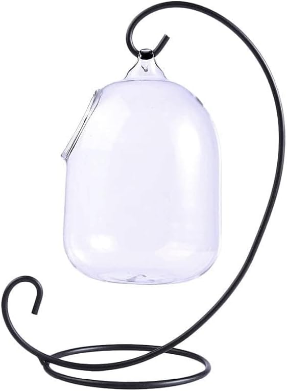 Fish Tank Creative Clear Height Hanging Glass Aquarium Fish Bowl Fishbowl Flower Plant Vase with Height White Rack Glass Fish Tank(A)