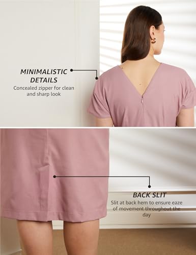 Image of Symbol Premium Women's Fitted Draped Sheath Dress (Midi Length | Desk-to-Dinner) (Available in Plus Sizes)