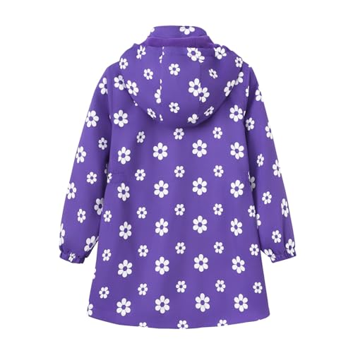 Girls Fall And Winter New Padded With Pockets Collar Windproof Fashion Flowers Printed Long Raincoat for Girls 10 to122