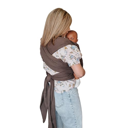 Image of Moby - Classic Baby Wrap Carrier for Newborns & Infants, Hands-Free Newborn Wrap Swaddle Holder - Hickory