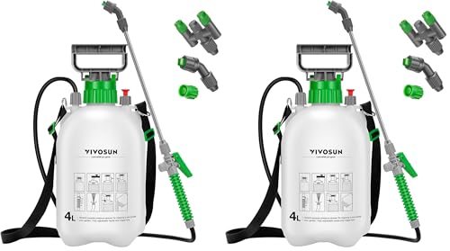 VIVOSUN VIVOSUN 1 Gal/4L Pump Sprayer, Garden Water Sprayer for Plants, Weeds & Lawn Care, with 3 Nozzles, 50'' Long Hose & Pressure Relief Valve (Pack of 2)