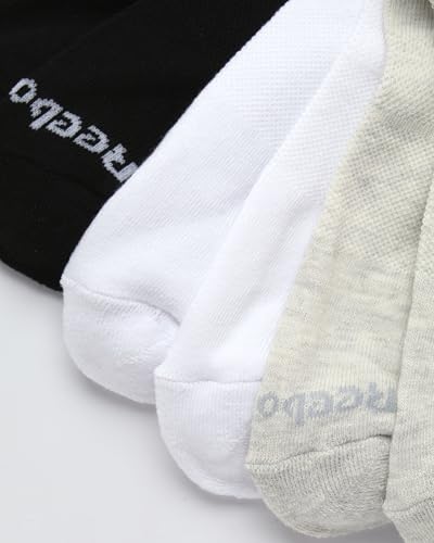 Image of Reebok Womens Quarter Socks Moisture Wicking Cushioned Ankle Socks, 6 Pack | Stretch Performance Fabric, Cushioned Heel & Toe, Secure Arch Support, Quarter Cut, Shoe Size 4-10