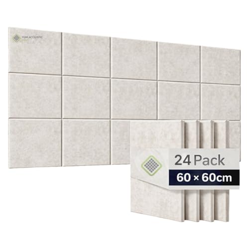Image of YGM Acoustic Foams Luxury PET Felt Acoustic Self Adhesive Panels, 10 MM Thick, Sound Absorbing Panels for Wall | Room Noise Reducer & Sound Dampening (Pure Beige, 2x2 Foot - 24 Panels)