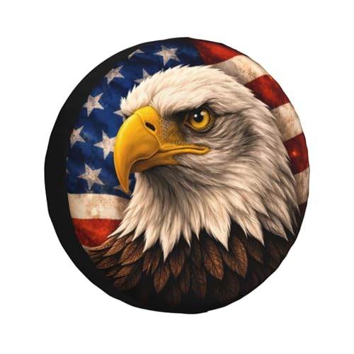 Image of American Flag Eagle Spare Tire Cover - Funny Wheel Protectors Waterproof Universal Wheel Cover for SUV Rv Travel Trailer Camper Truck 16 Inch