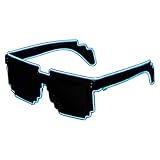 Raveanomics El Wire Aqua Blue LED Sunglasses - 8-Bit Retro Pixel