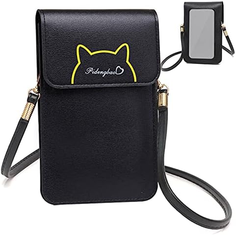 Cross Body Phone Bag, Cute PU Leather Cellphone Bag with Screen Touch Clear Window Crossbody Purse for Phone Keys Money Cards