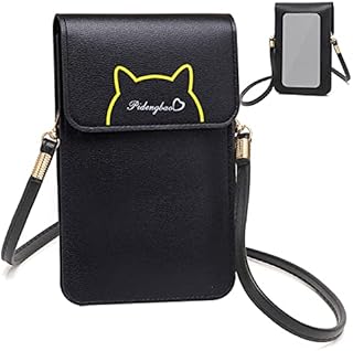 Cross Body Phone Bag, Cute PU Leather Cellphone Bag with Screen Touch Clear Window Crossbody Purse for Phone Keys Money Cards